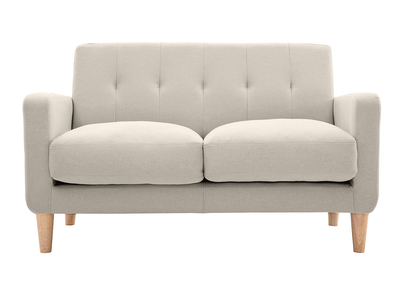 Canapé scandinave 2 places en tissu beige et bois clair LUNA
