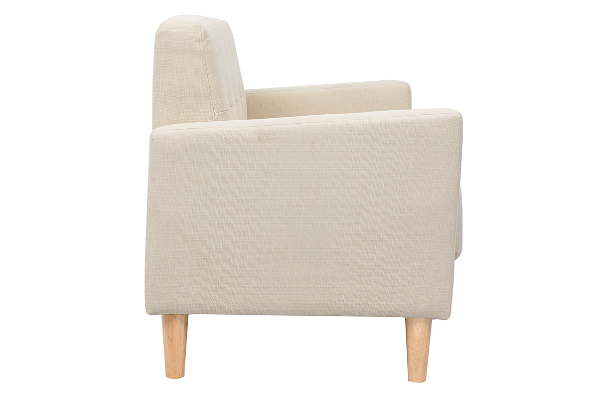 Canap scandinave 2 places en tissu beige et bois clair MOON