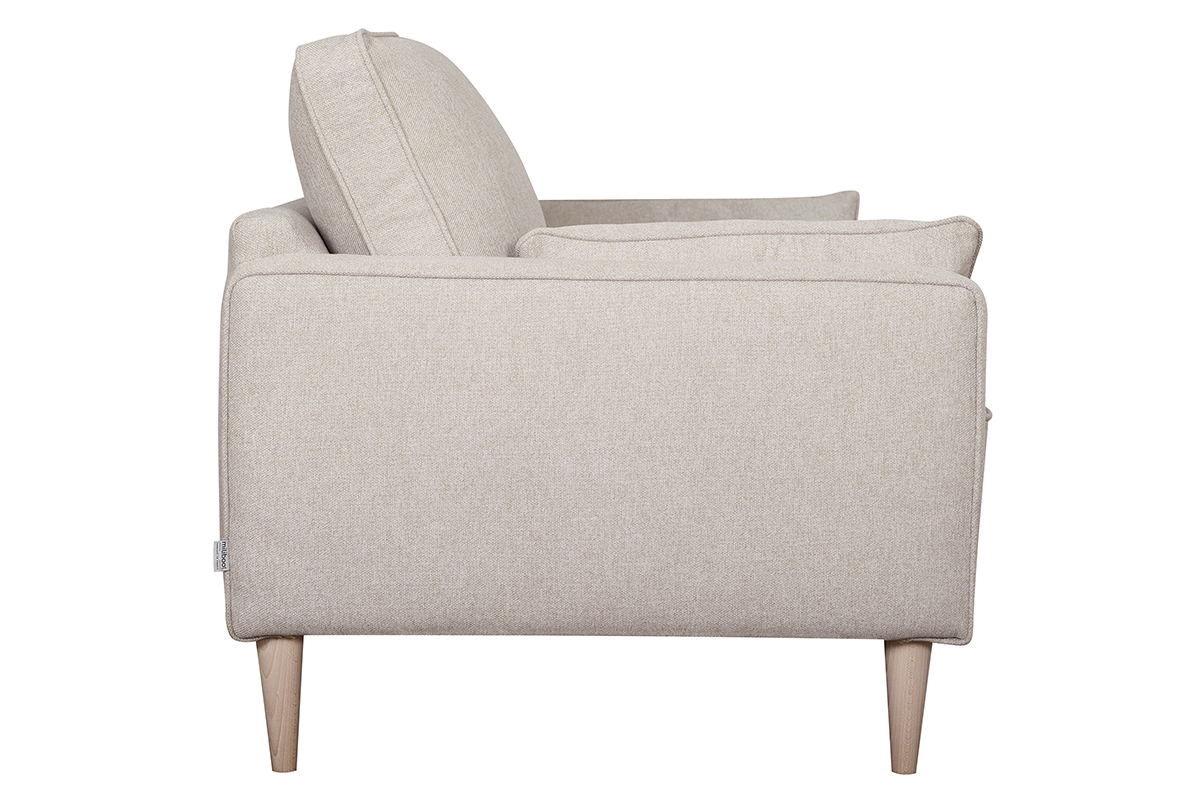 Canap� scandinave 2 places en tissu beige et bois clair PAPEL