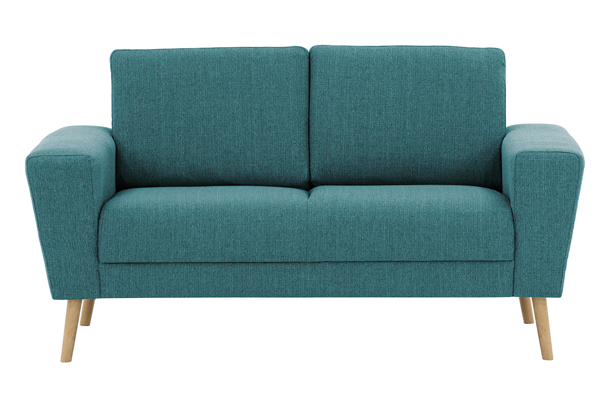 Canap� scandinave 2 places en tissu bleu canard MOCAZ