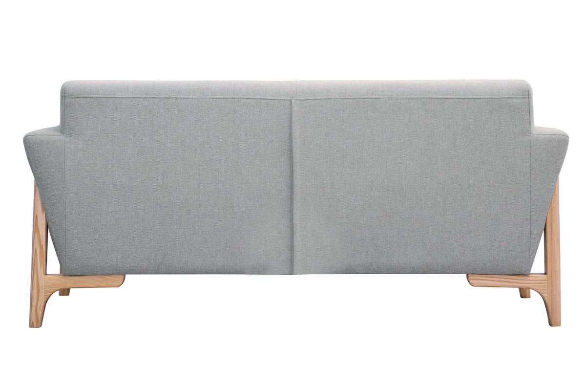 Canap scandinave 2 places en tissu effet velours textur gris clair et bois clair ASAKO