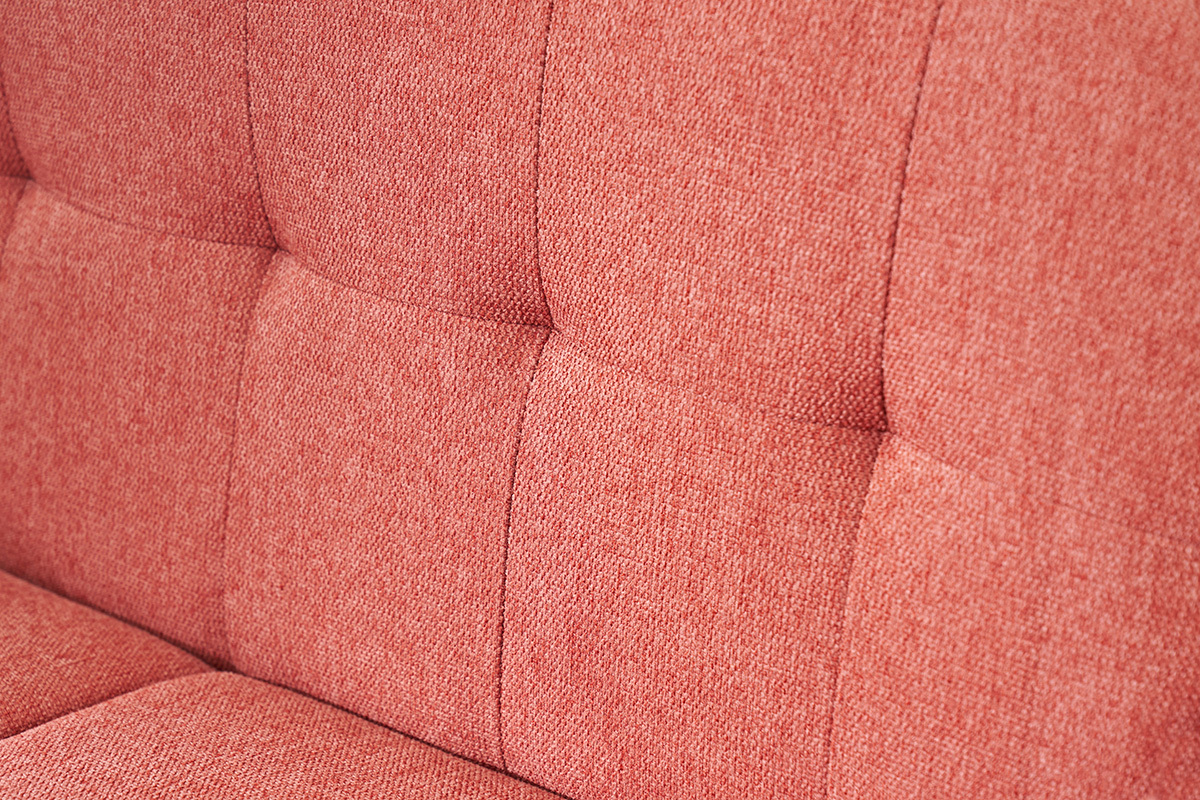 Gros plan sur le tissu effet velours textur� terracotta du canap� scandinave 2 places MOON.