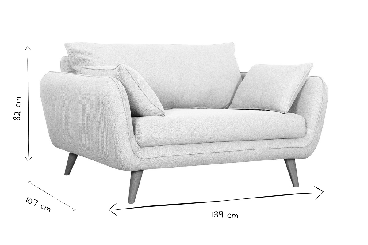 Canap� scandinave 2 places en tissu gris anthracite et bois clair CREEP