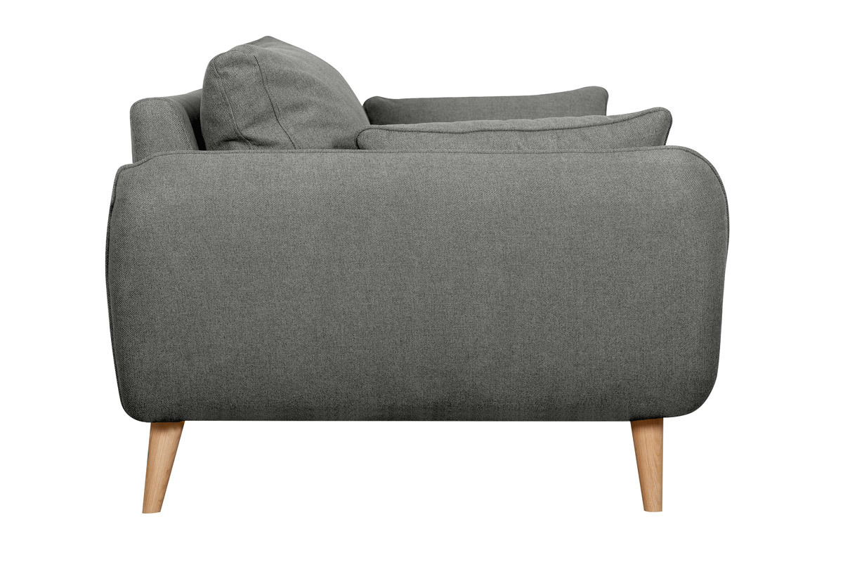 Canap� scandinave 2 places en tissu gris anthracite et bois clair CREEP