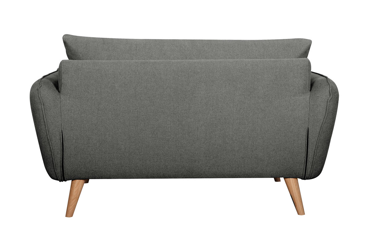 Canap� scandinave 2 places en tissu gris anthracite et bois clair CREEP