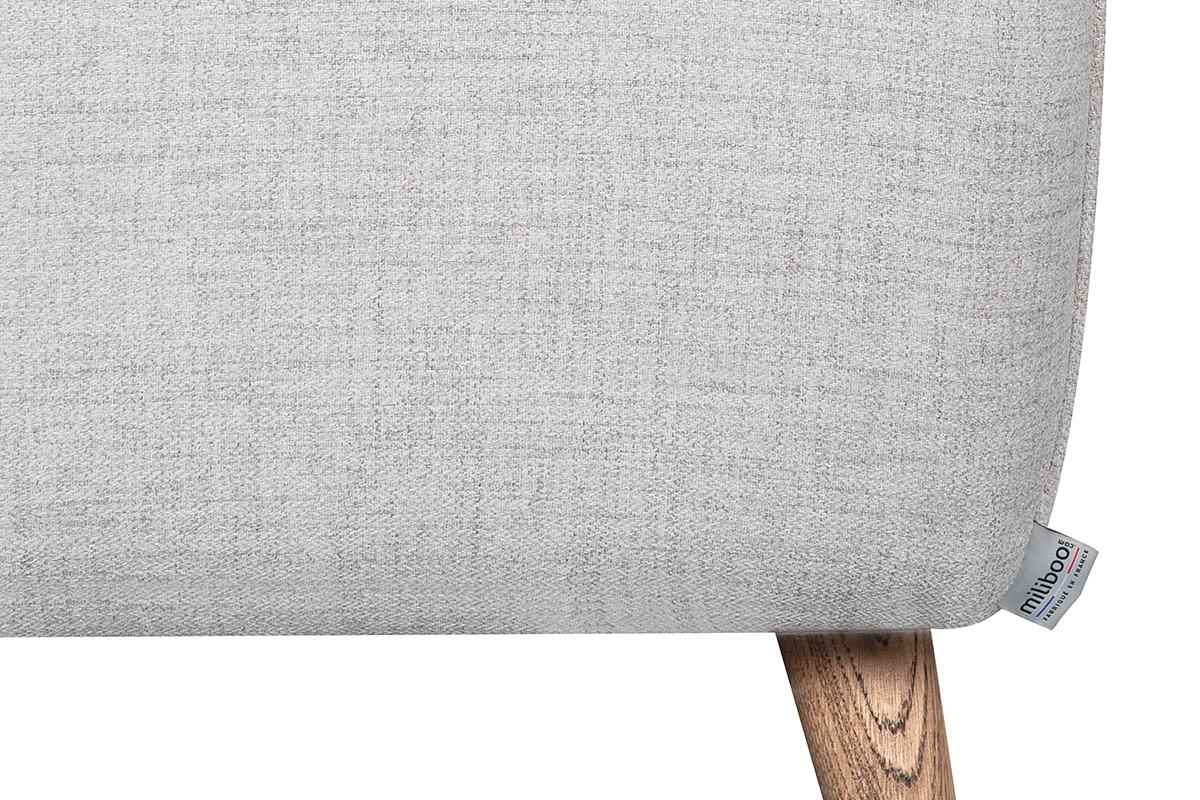 Canap� scandinave 2 places en tissu gris clair chin� et bois clair CREEP