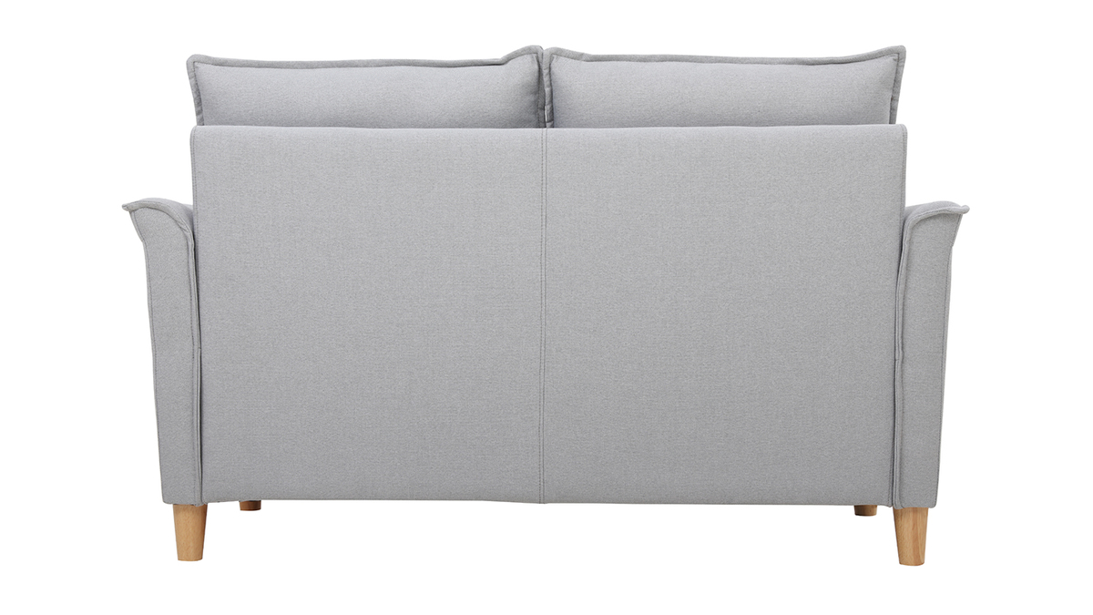 Canapé scandinave 2 places en tissu gris clair et bois clair CLIFF
