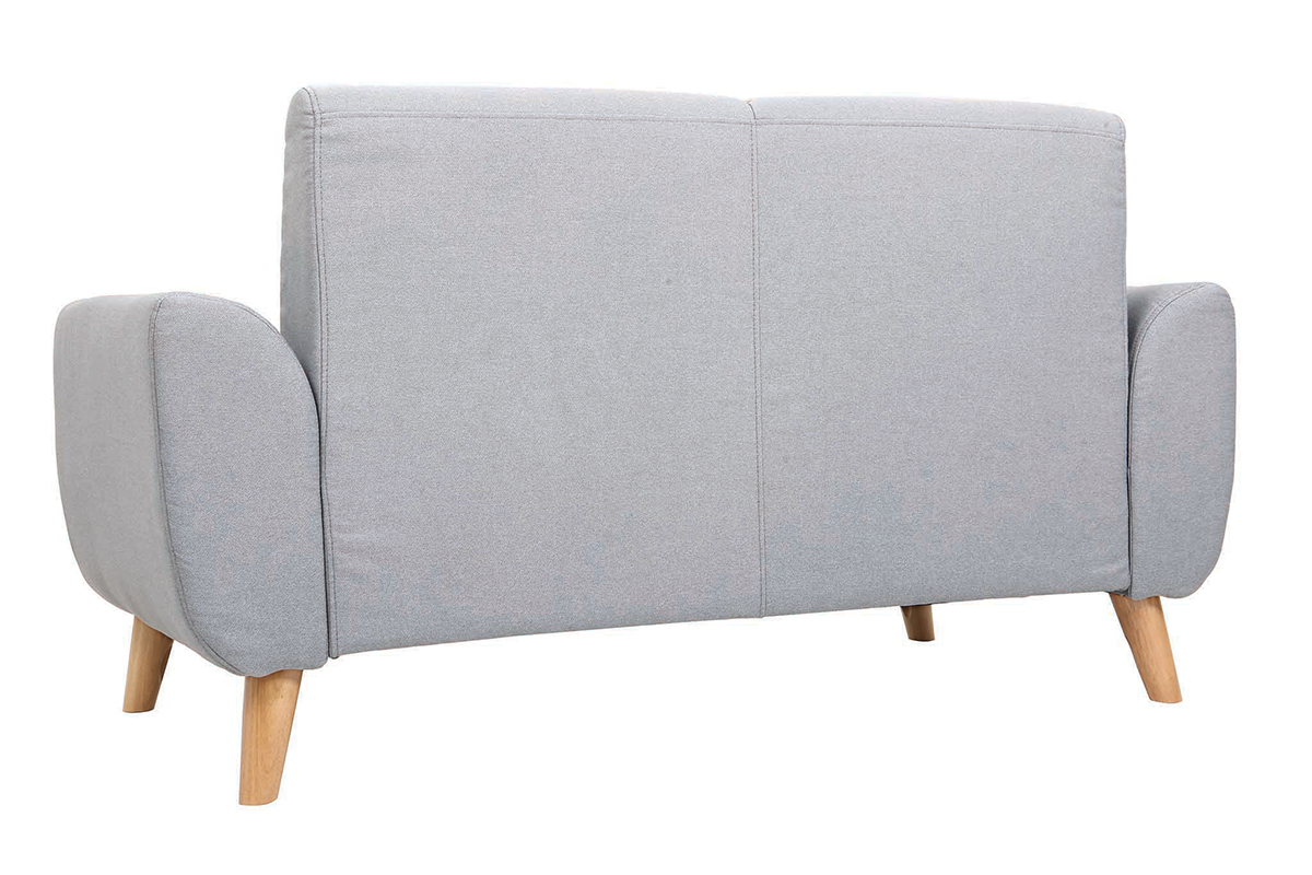 Canap scandinave 2 places en tissu gris clair et bois clair EKTOR