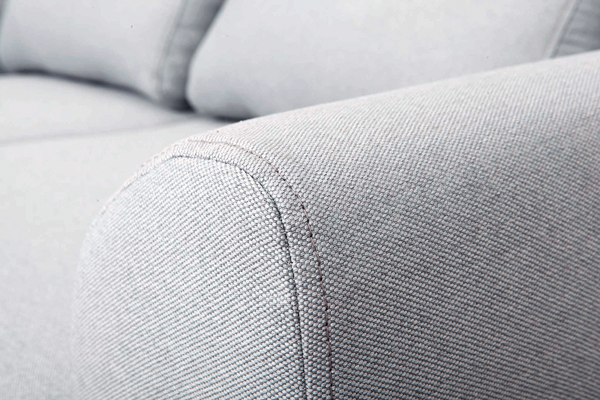 Canap scandinave 2 places en tissu gris clair et bois clair EKTOR