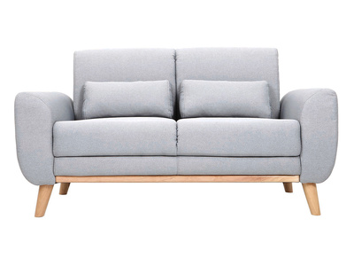 Canapé scandinave 2 places en tissu gris clair et bois clair EKTOR