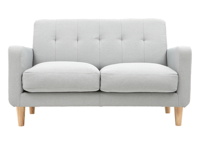 Canapé scandinave 2 places en tissu gris clair et bois clair LUNA