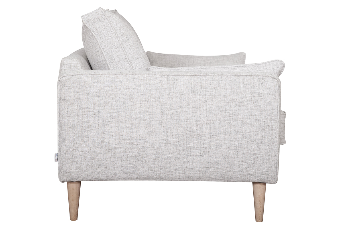 Canap� scandinave 2 places en tissu gris clair et bois clair PAPEL