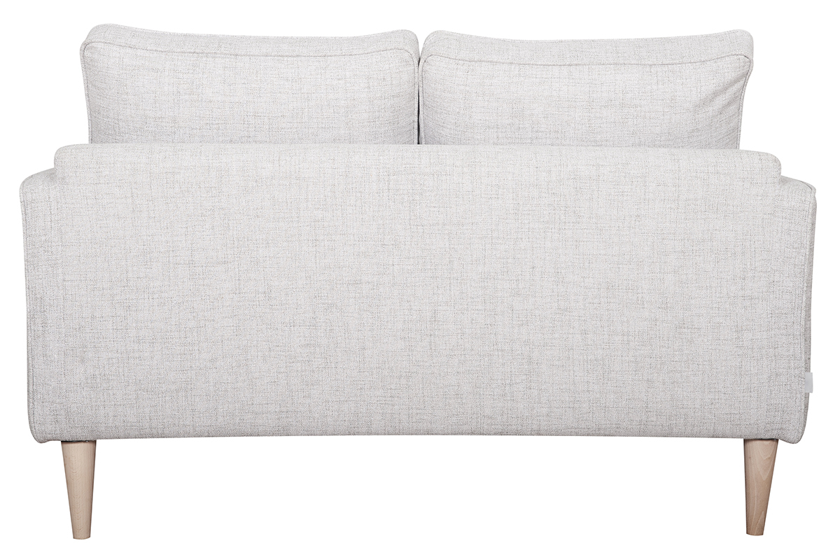 Canap� scandinave 2 places en tissu gris clair et bois clair PAPEL
