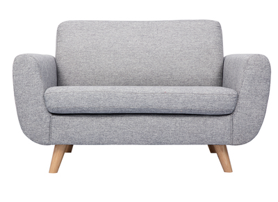 Canapé scandinave 2 places en tissu gris et bois clair PURE