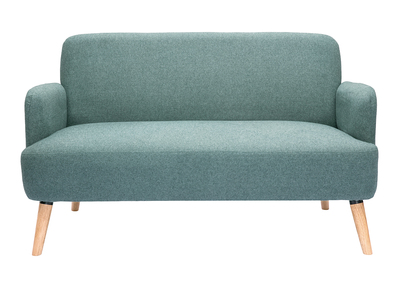 Canapé scandinave 2 places en tissu vert de gris et bois clair ISKO