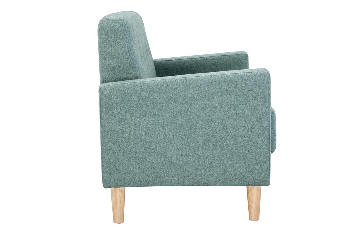 Canap scandinave 2 places en tissu vert de gris et bois clair MOON