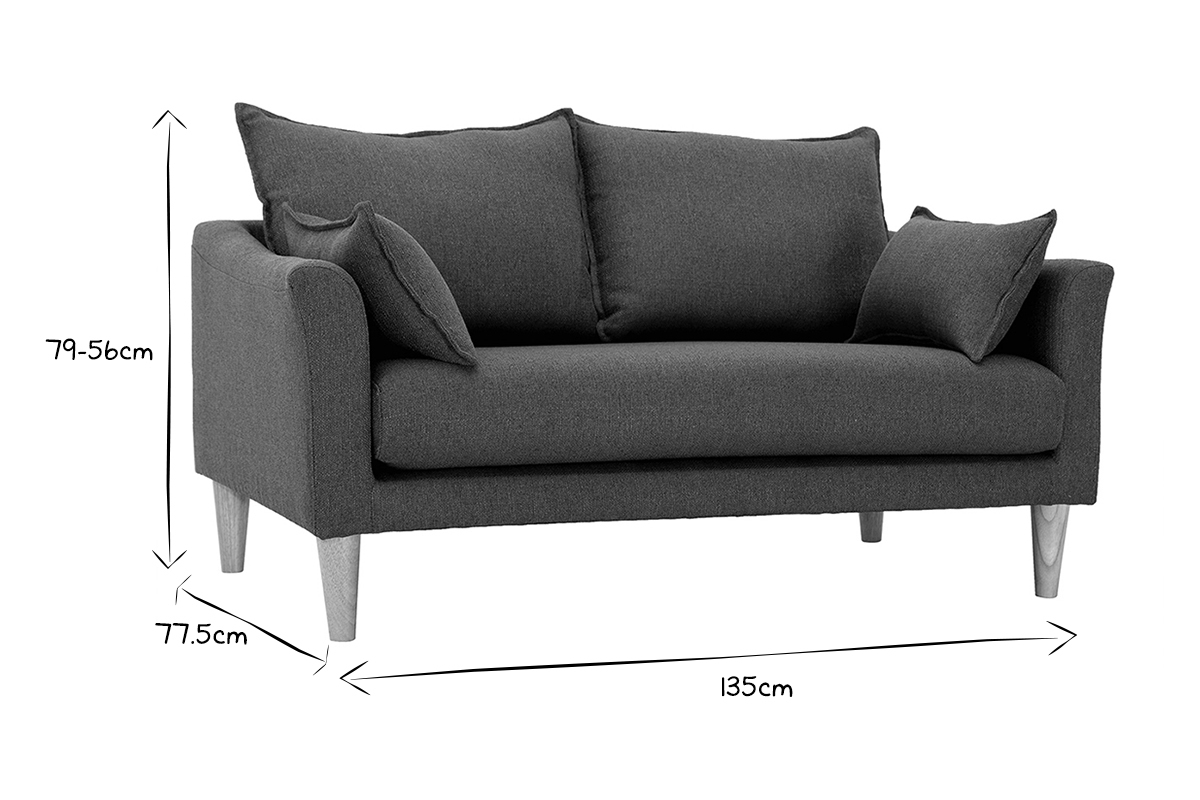 Canap scandinave 2 places en tissu vert kaki et bois clair KATE