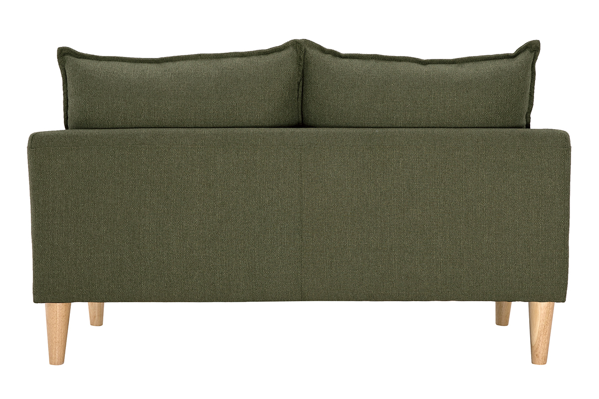 Canap scandinave 2 places en tissu vert kaki et bois clair KATE