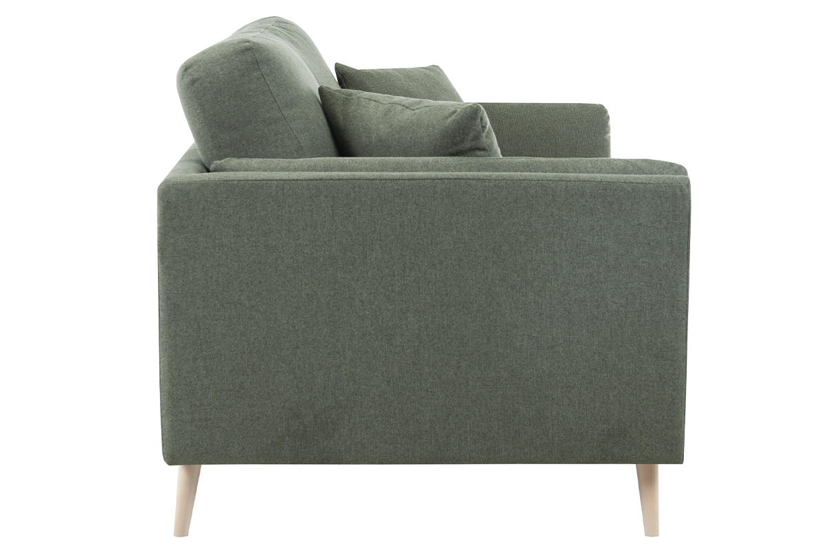 Canap scandinave 2 places en tissu vert kaki et bois clair VOGUE