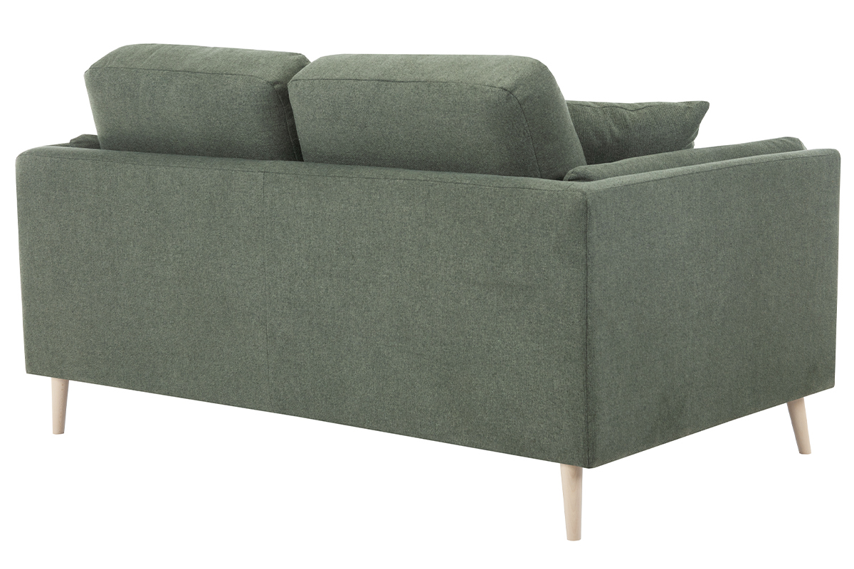 Canap scandinave 2 places en tissu vert kaki et bois clair VOGUE