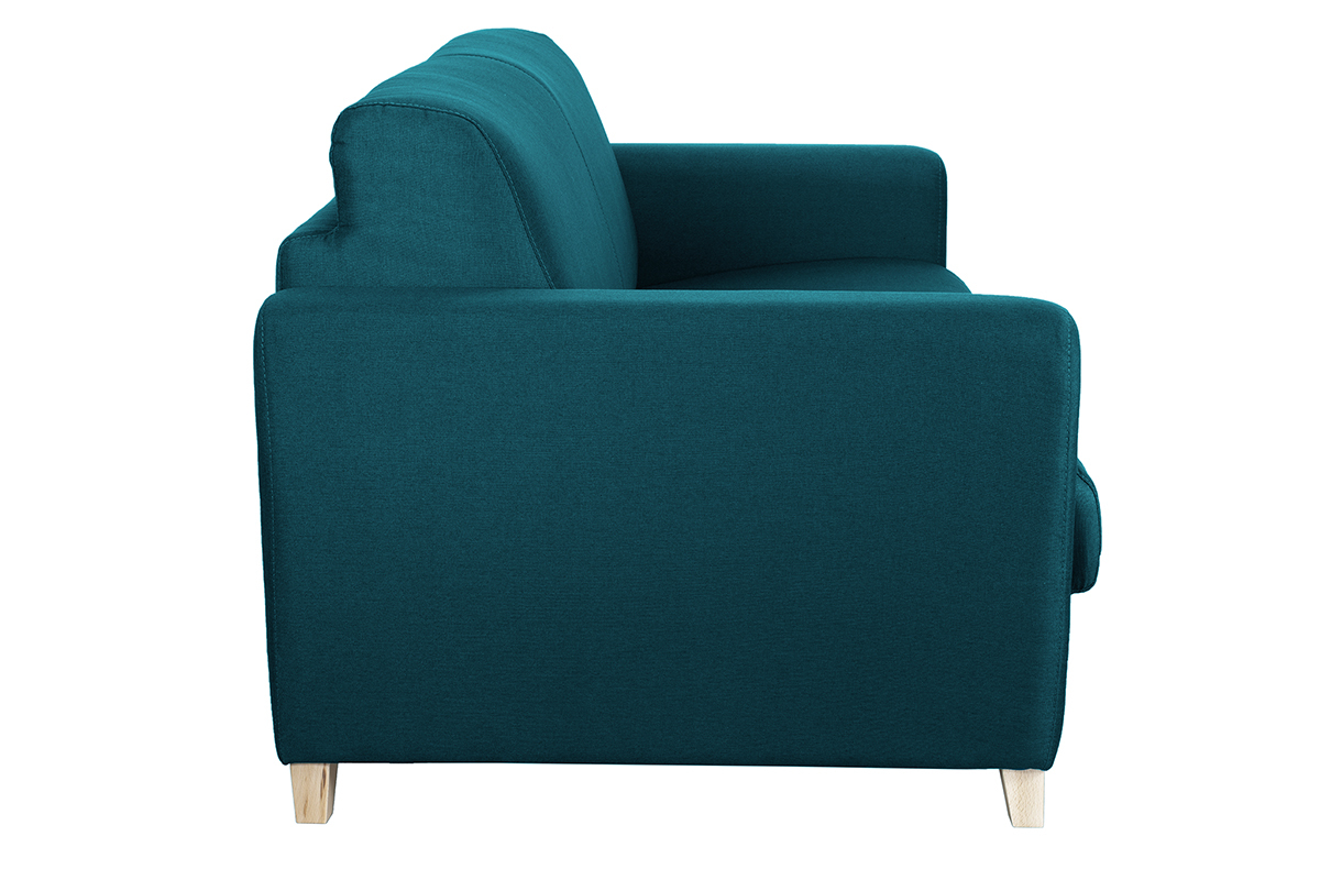 Canap� scandinave 3 places bleu canard et bois GRAHAM