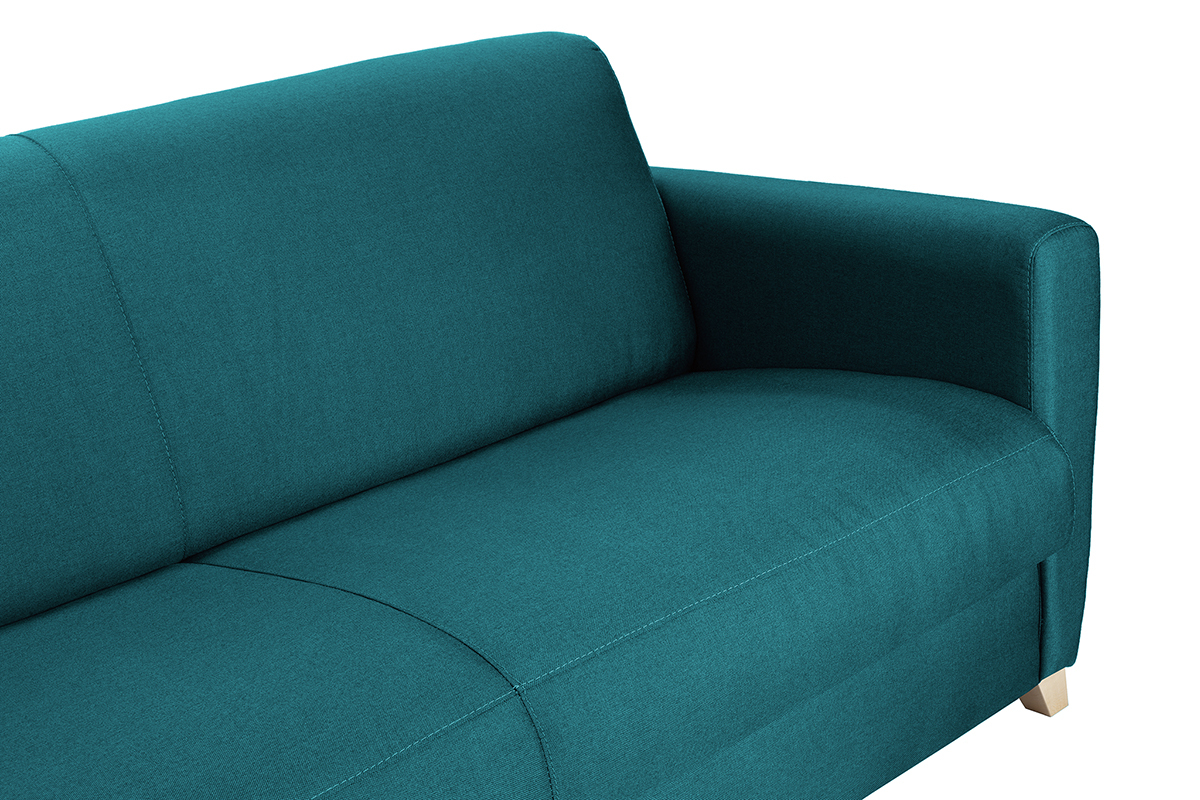 Canap� scandinave 3 places bleu canard et bois GRAHAM