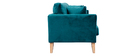 Canap&eacute; scandinave 3 places d&eacute;houssable velours bleu p&eacute;trole OSLO