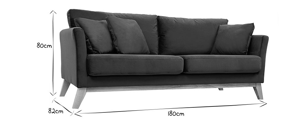 Canap� scandinave 3 places d�houssable velours bleu p�trole OSLO