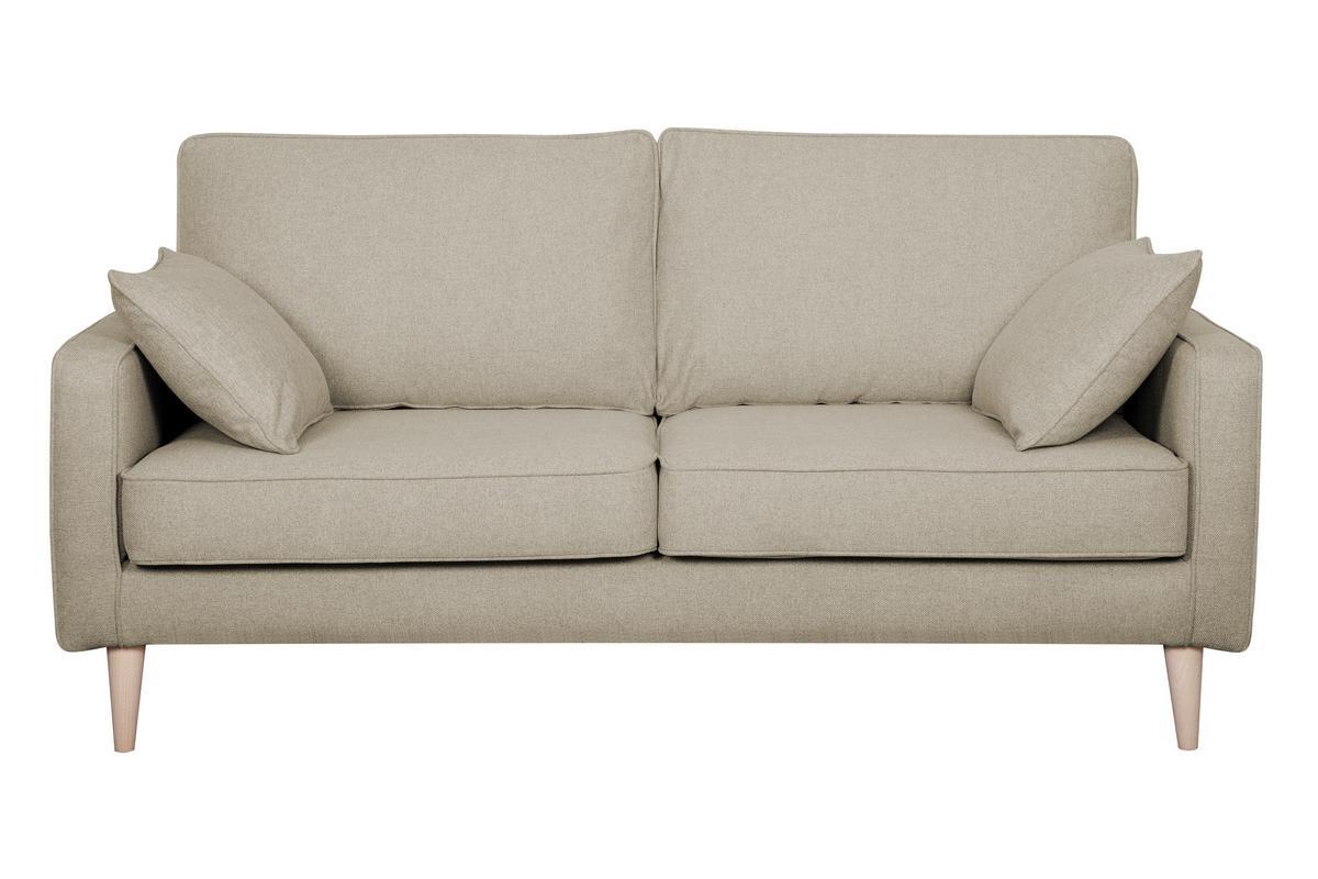Canap� scandinave 3 places en tissu beige et bois clair PAPEL