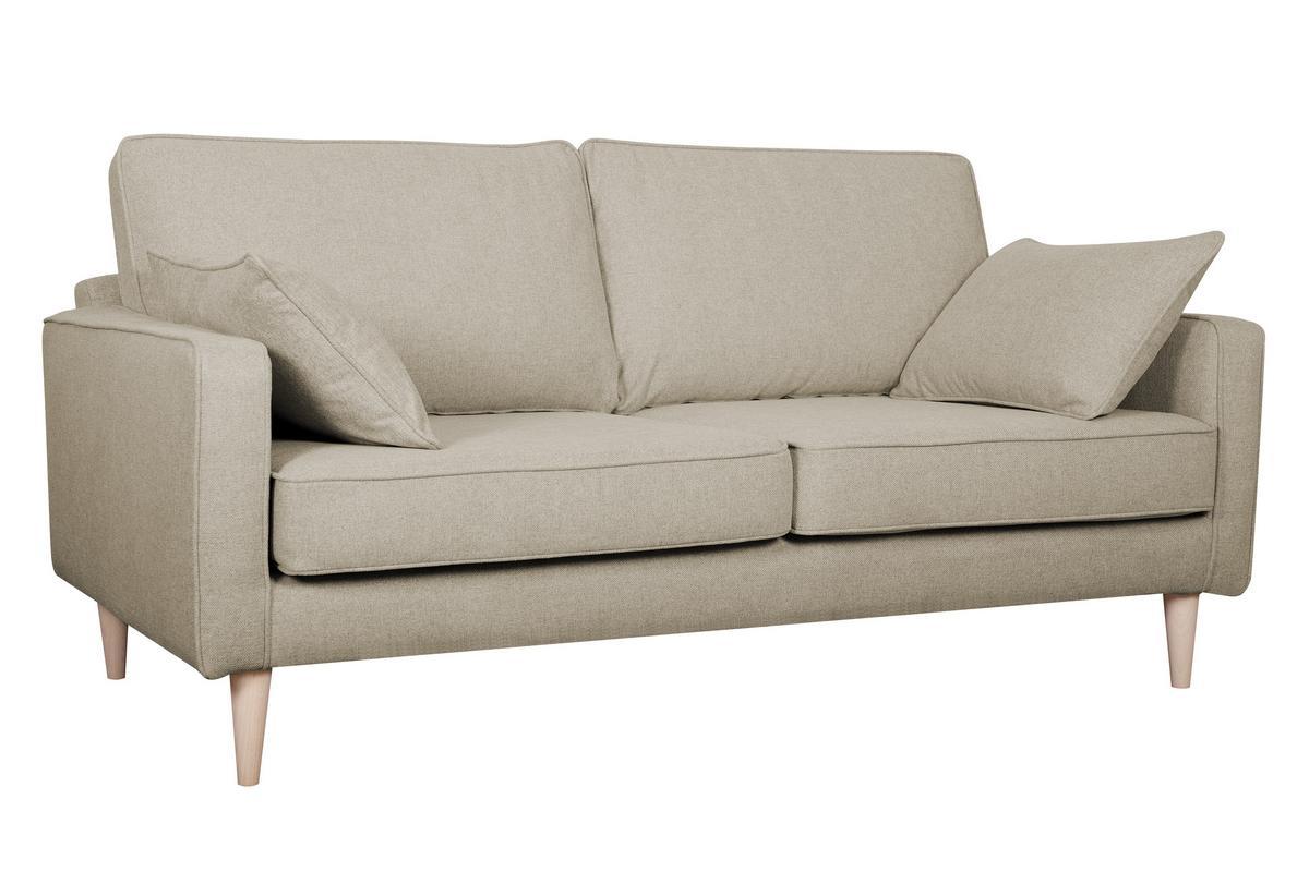 Canap� scandinave 3 places en tissu beige et bois clair PAPEL