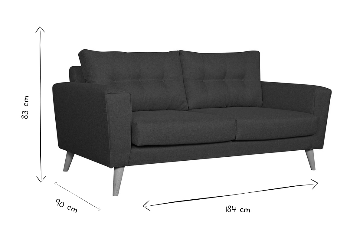 Canap� scandinave 3 places en tissu bleu canard et bois clair BEAUBOURG