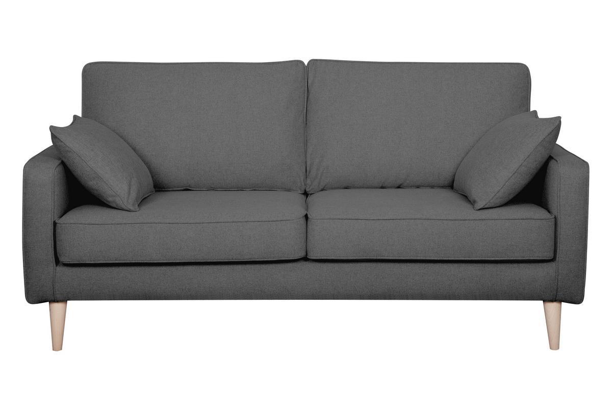 Canap� scandinave 3 places en tissu gris anthracite et bois clair PAPEL