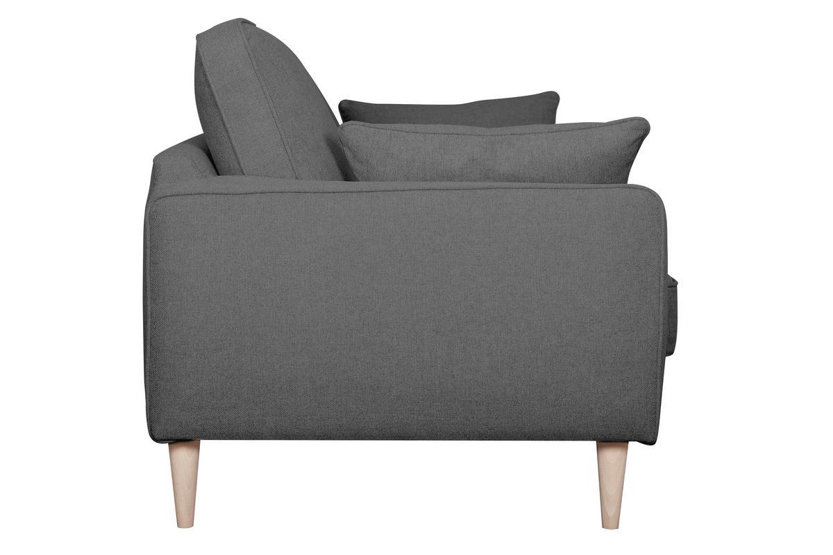 Canap� scandinave 3 places en tissu gris anthracite et bois clair PAPEL