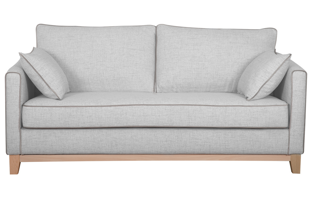 Canap� scandinave 3 places en tissu gris chin� et bois clair HARRISON