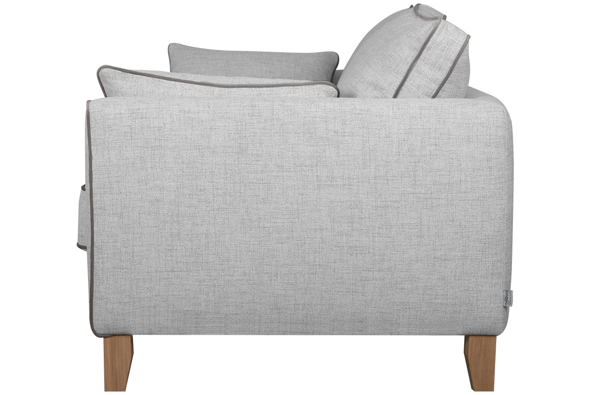 Canap� scandinave 3 places en tissu gris chin� et bois clair HARRISON