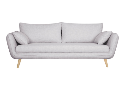 Canapé scandinave 3 places en tissu gris clair chiné et bois clair CREEP