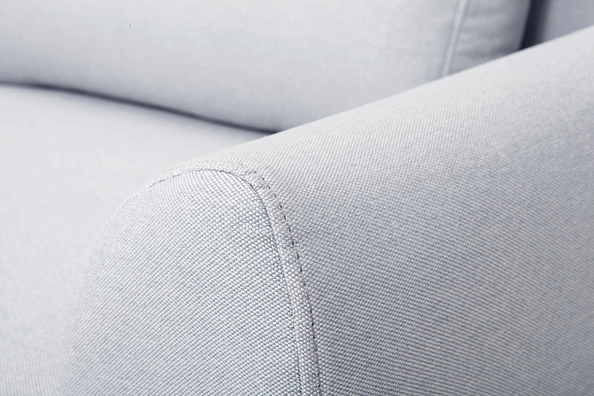 Canap scandinave 3 places en tissu gris clair et bois clair EKTOR