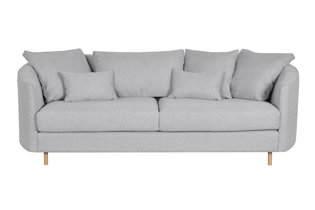 Canap scandinave 3 places en tissu gris clair et bois clair SELECT