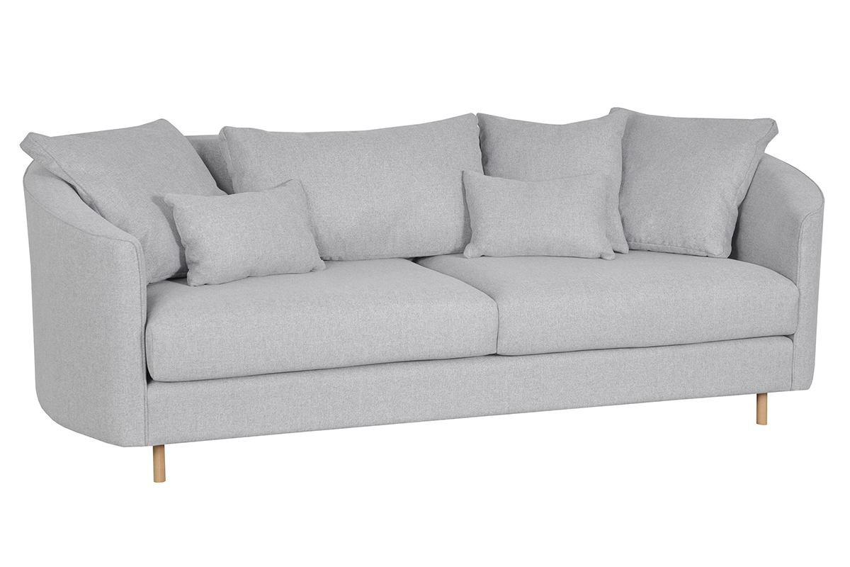 Canap scandinave 3 places en tissu gris clair et bois clair SELECT