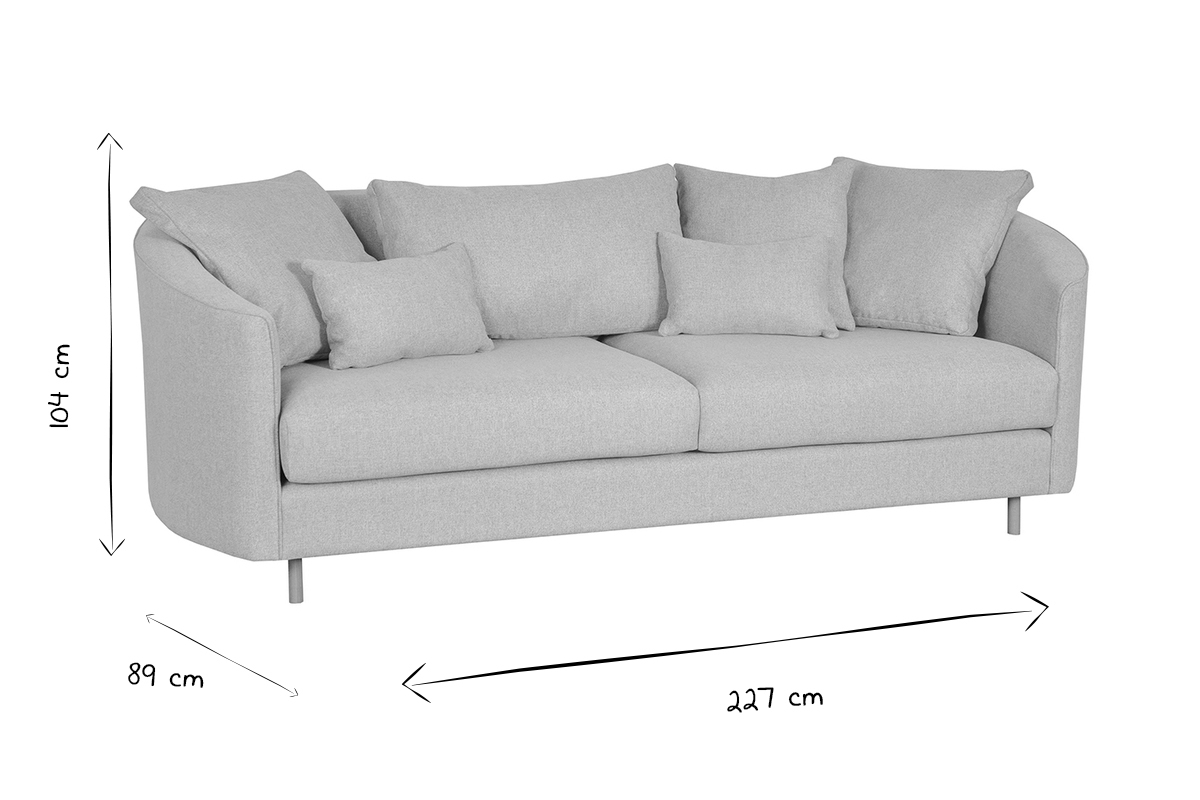 Canap scandinave 3 places en tissu gris clair et bois clair SELECT