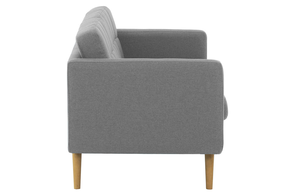 Canap� scandinave 3 places en tissu gris clair et bois ELFE