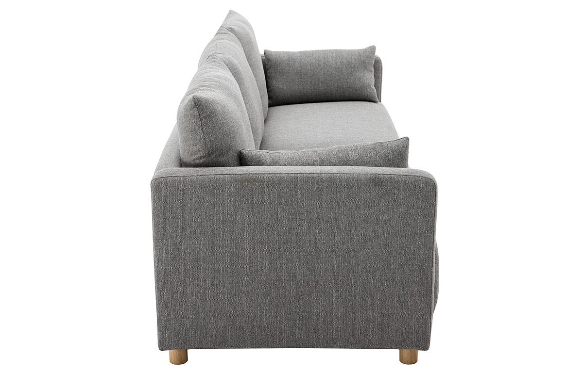 Canap� scandinave 3 places en tissu gris et bois clair THIOU