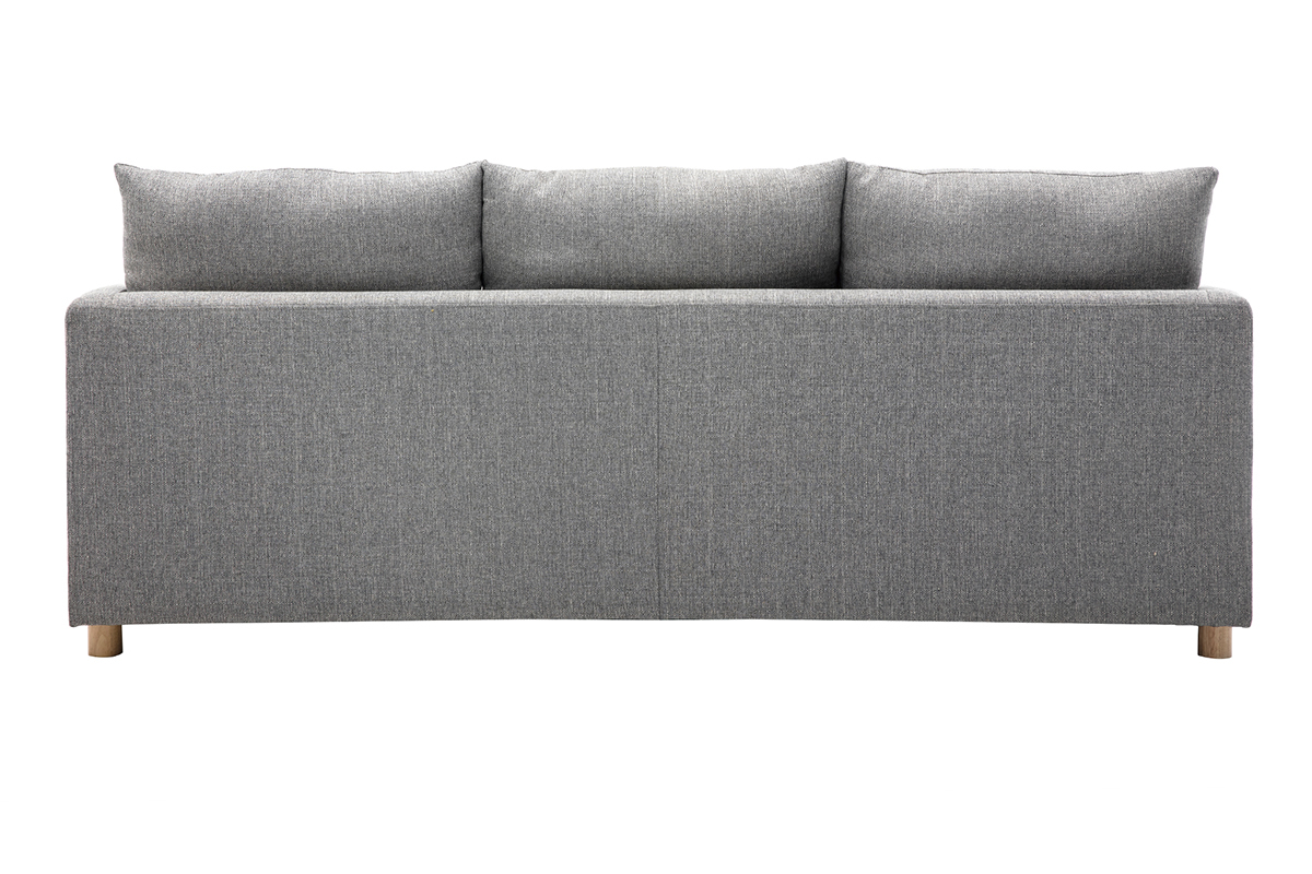 Canap� scandinave 3 places en tissu gris et bois clair THIOU