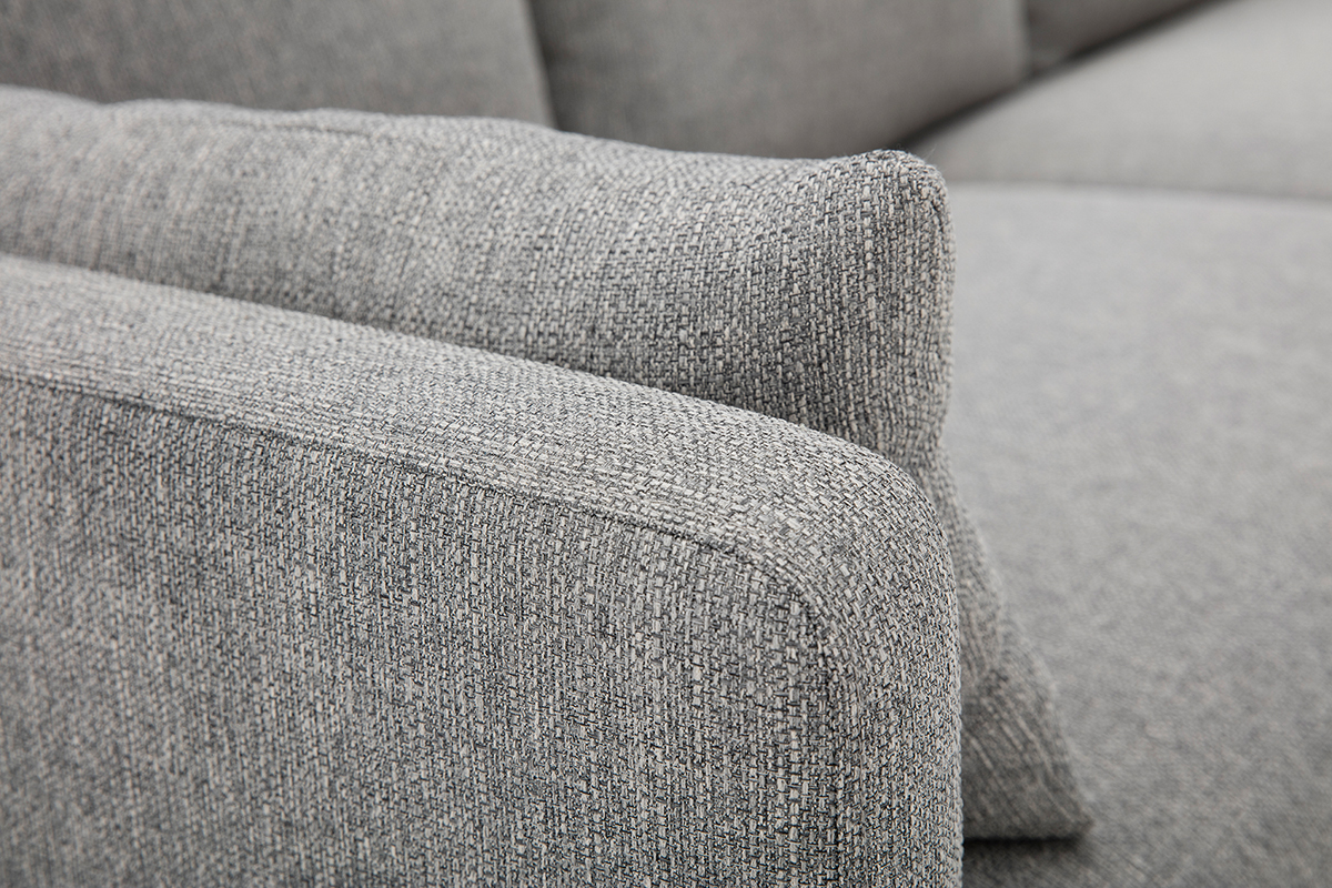 Canap� scandinave 3 places en tissu gris et bois clair THIOU