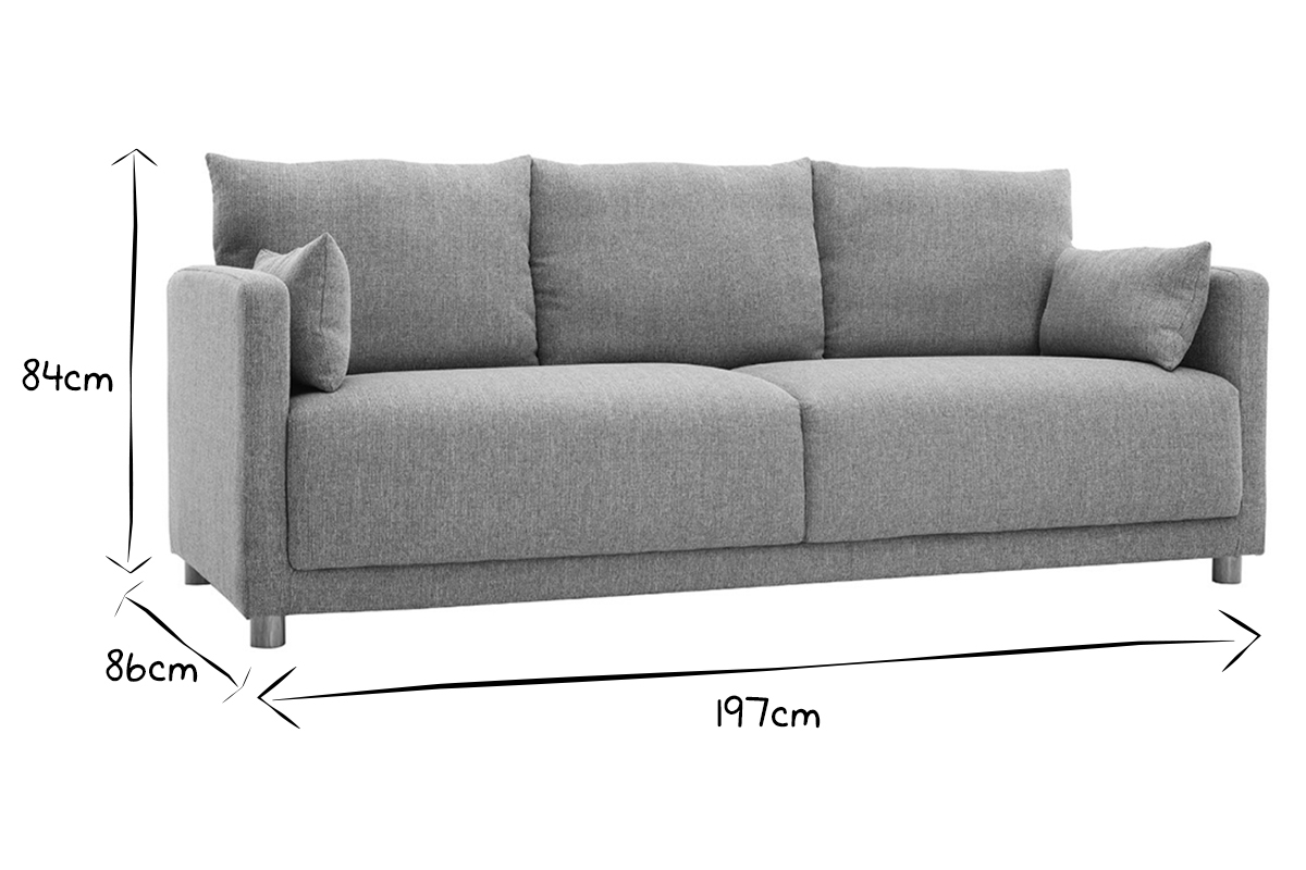 Canap� scandinave 3 places en tissu gris et bois clair THIOU