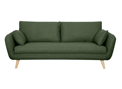 Canapé scandinave 3 places en tissu kaki et bois clair CREEP