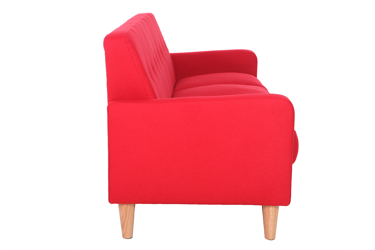 Canap� scandinave 3 places en tissu rouge LUNA