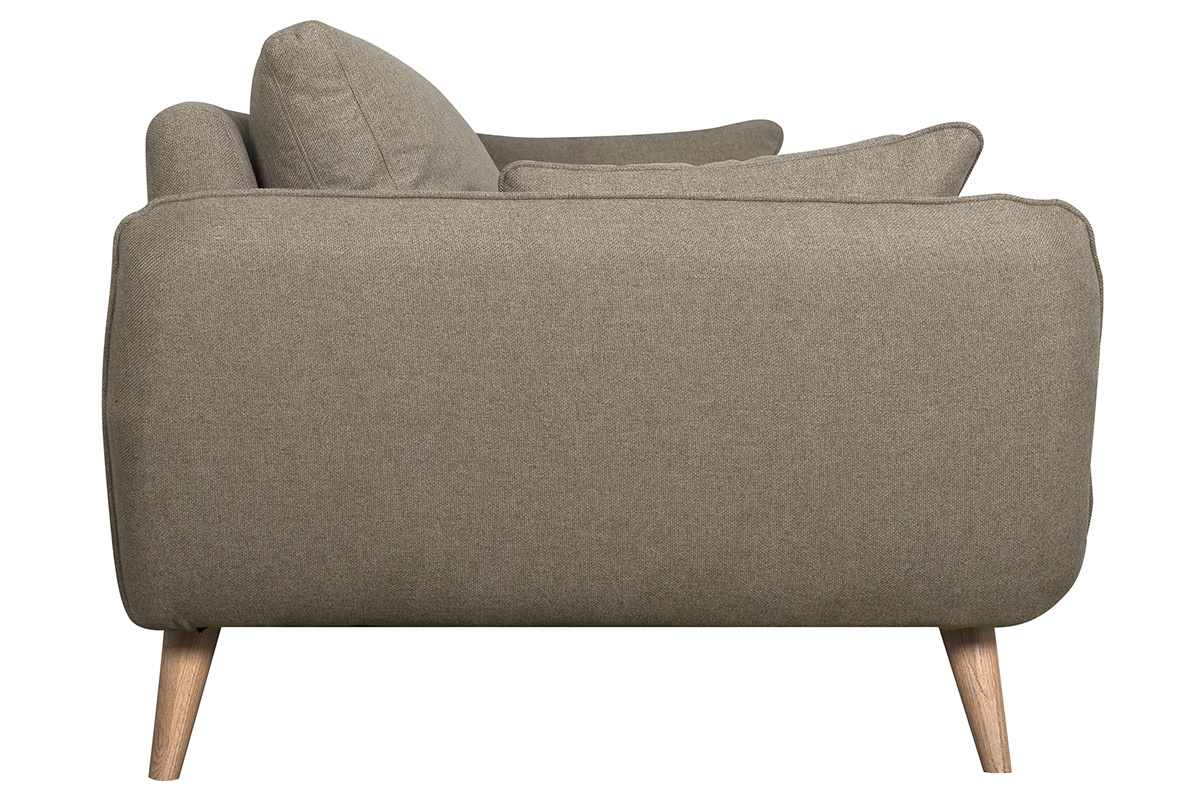 Canap� scandinave 3 places en tissu taupe et bois clair CREEP