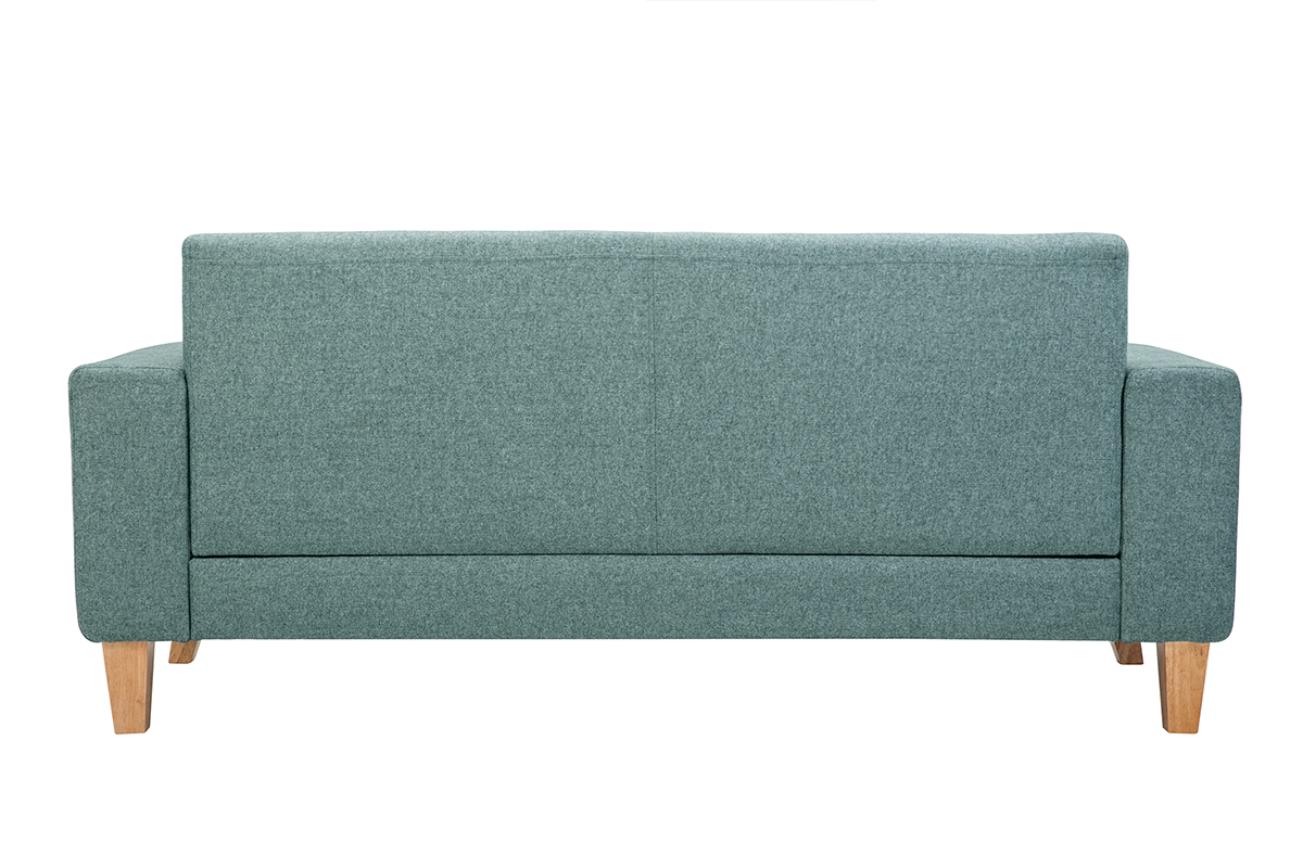 Canap scandinave 3 places en tissu vert de gris et bois clair FJORD