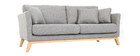Canap&eacute; scandinave 3 places gris clair d&eacute;houssable pieds bois OSLO